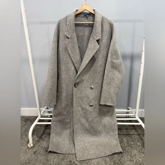 Women's Gray Double-Breasted Coat - Picture 2 of 4
